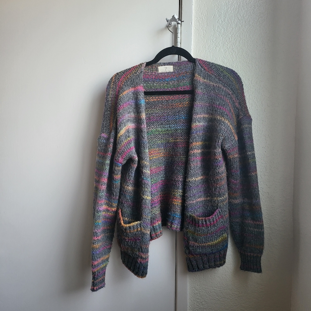 Grey Shimmer Rainbow Cardigan